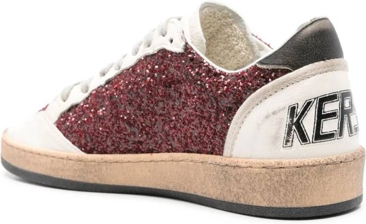 Golden Goose Bordeaux Glitter Star Sneakers Red Dames