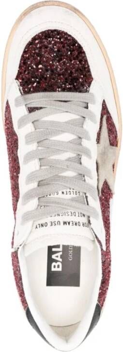 Golden Goose Bordeaux Rode Sneakers Glitter Detail Multicolor Dames