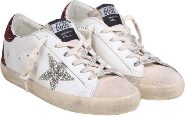 Golden Goose Bordeaux Wit Leer Suède Sneakers White Dames