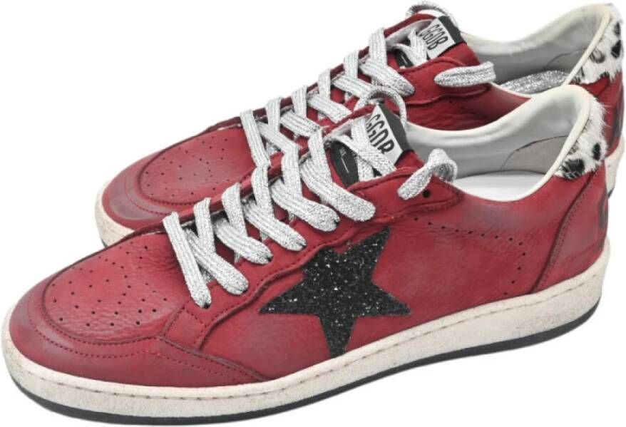 Golden Goose Bordeaux Zwart Glitter Ster Sneakers Red Heren