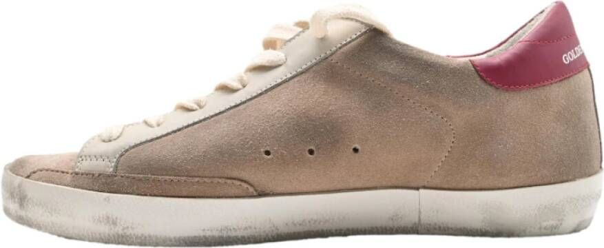 Golden Goose Bruin Blauw Glitter Superstar Sneakers Beige Dames