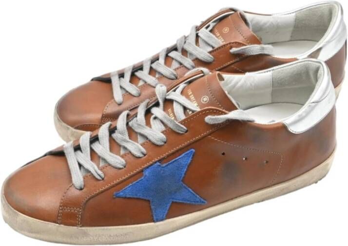 Golden Goose Bruin Blauwe Ster Sneakers Superstar Stijl Brown Heren