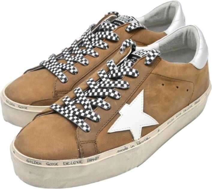 Golden Goose Bruin en witte ster sneakers Brown Dames