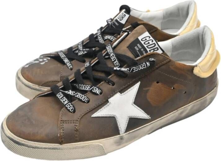 Golden Goose Bruin Wit Ster Zwart Sneakers Brown Dames