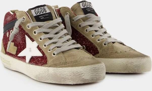 Golden Goose Burgundy Leren Mid Star Sneakers Red Dames