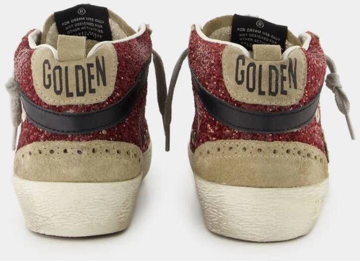 Golden Goose Burgundy Leren Mid Star Sneakers Red Dames