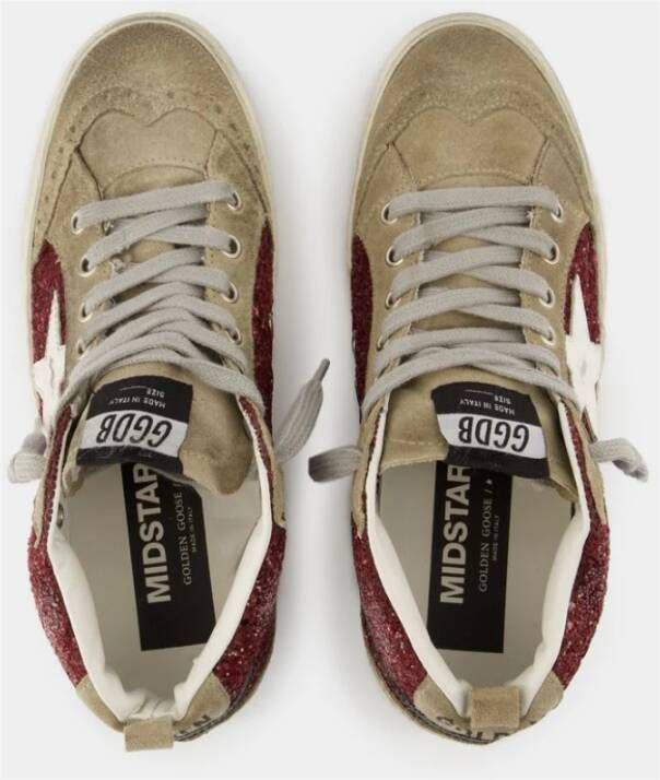 Golden Goose Burgundy Leren Mid Star Sneakers Red Dames