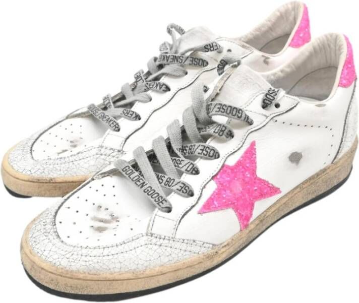 Golden Goose Crack leer glitter ster sneakers White Dames