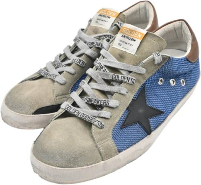 Golden Goose Denim Blue Taupe Grey Superstar Sneakers Blue Heren