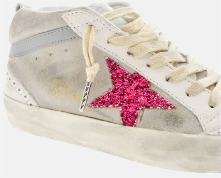 Golden Goose Fuchsia Glitter Mid Star Sneakers Gray Dames