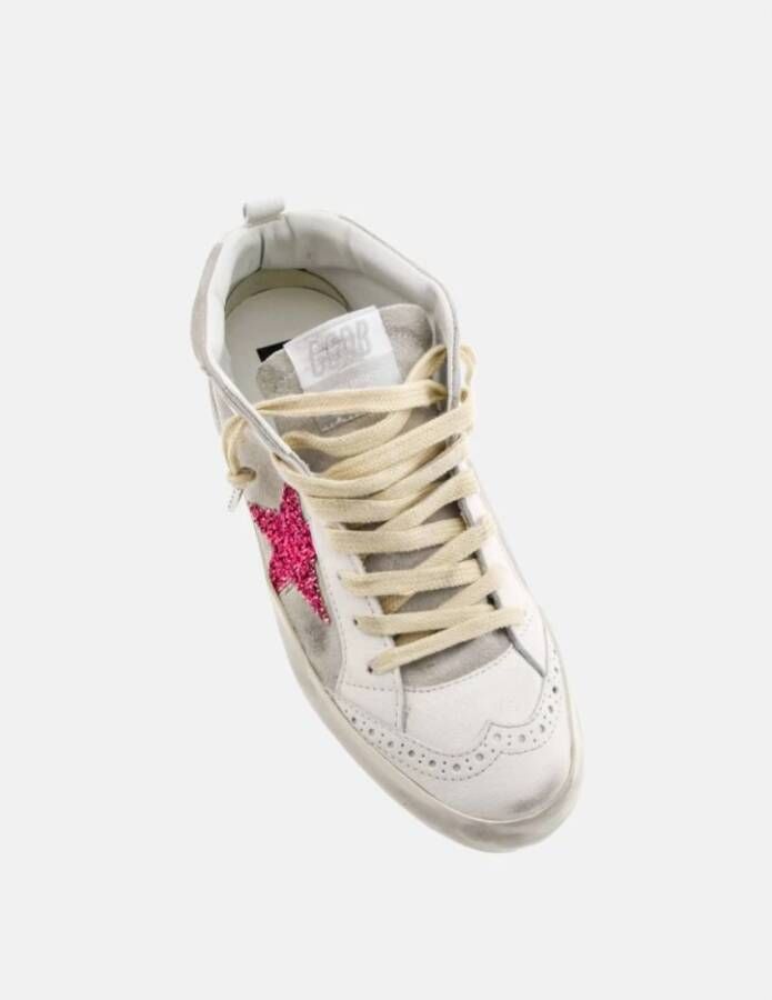 Golden Goose Fuchsia Glitter Mid Star Sneakers Gray Dames