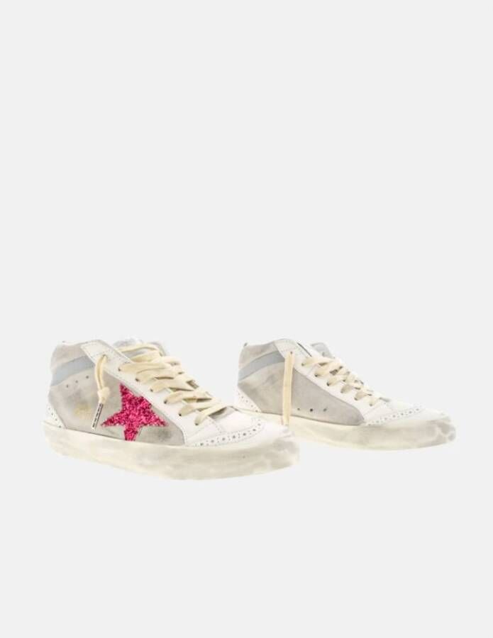 Golden Goose Fuchsia Glitter Mid Star Sneakers Gray Dames