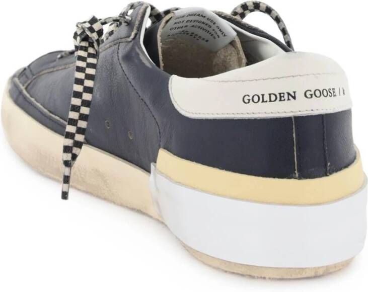 Golden Goose Gebruikte leren sneakers met contrastster en hiel detail Blue Heren