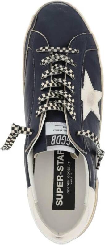 Golden Goose Gebruikte leren sneakers met contrastster en hiel detail Blue Heren