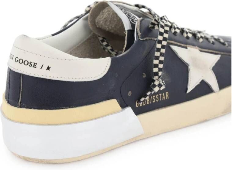 Golden Goose Gebruikte leren sneakers met contrastster en hiel detail Blue Heren