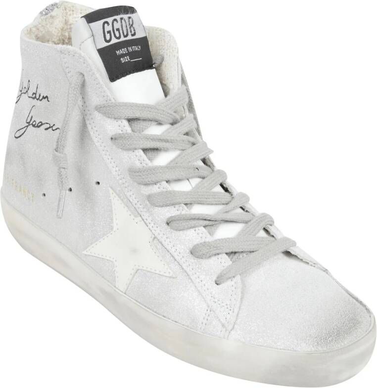 Golden Goose Gelamineerd Suède Ster Glitter Leren Sneakers White Dames