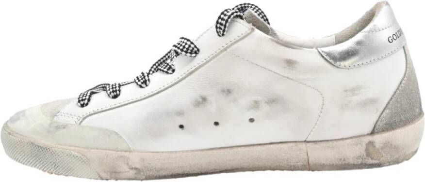 Golden Goose Gelamineerde Borduurwerk Sneakers Wit Zilver White Dames