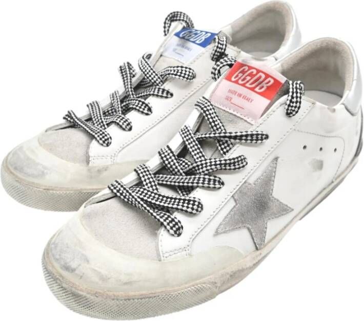 Golden Goose Gelamineerde Borduurwerk Sneakers Wit Zilver White Dames