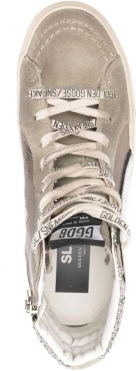 Golden Goose Gelamineerde Glitter High Top Sneakers Beige Dames