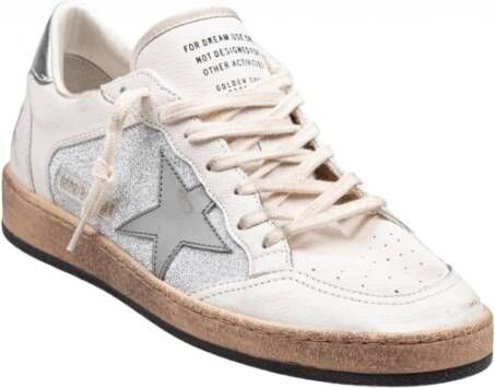 Golden Goose Glitter Leren Sneakers Wit Zilver Gray Dames