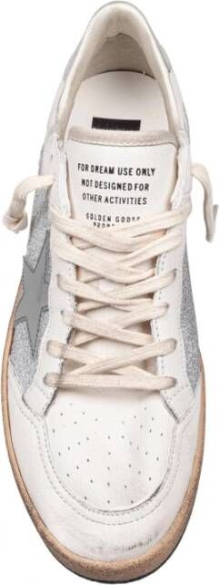 Golden Goose Glitter Leren Sneakers Wit Zilver Gray Dames