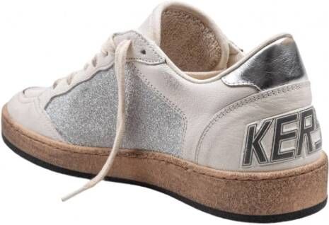 Golden Goose Glitter Leren Sneakers Wit Zilver Gray Dames