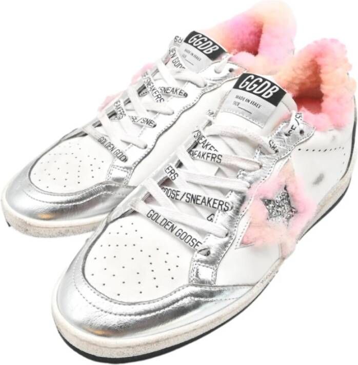 Golden Goose Glitter Shearling Sneakers Wit Zilver Multicolor Dames