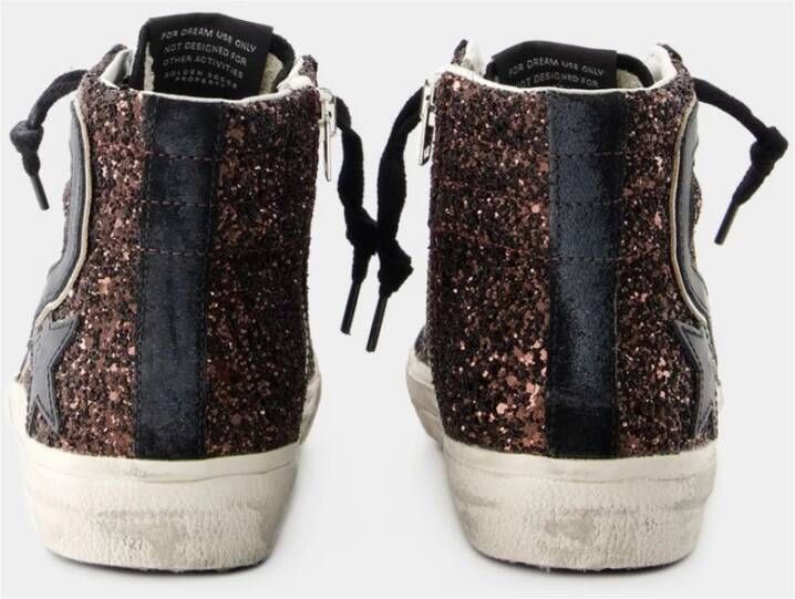 Golden Goose Glitter Sneakers met ronde neus Bruin Dames