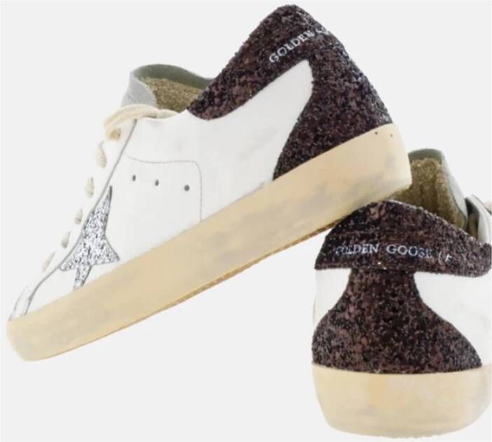 Golden Goose Glitter Star Brown Heel Sneakers White Dames