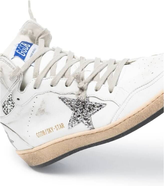 Golden Goose Glitter Star Nappa Upper Enkellaarzen White Dames