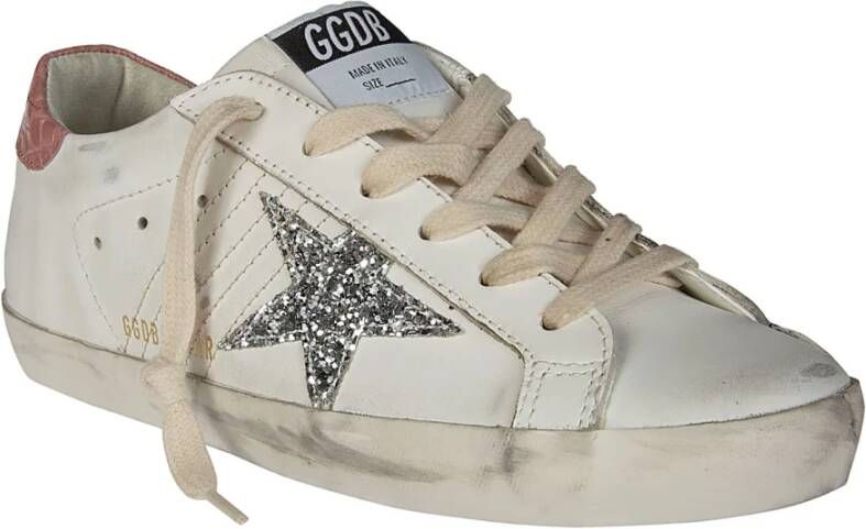 Golden Goose Glitter Ster Leren Hak Cocco White Dames