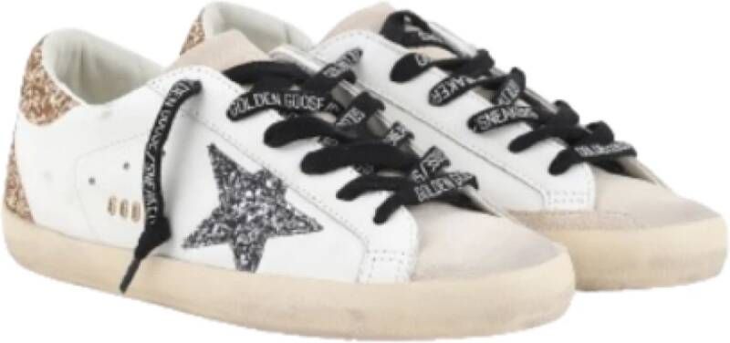 Golden Goose Glitter Ster Leren Sneakers Wit White Dames