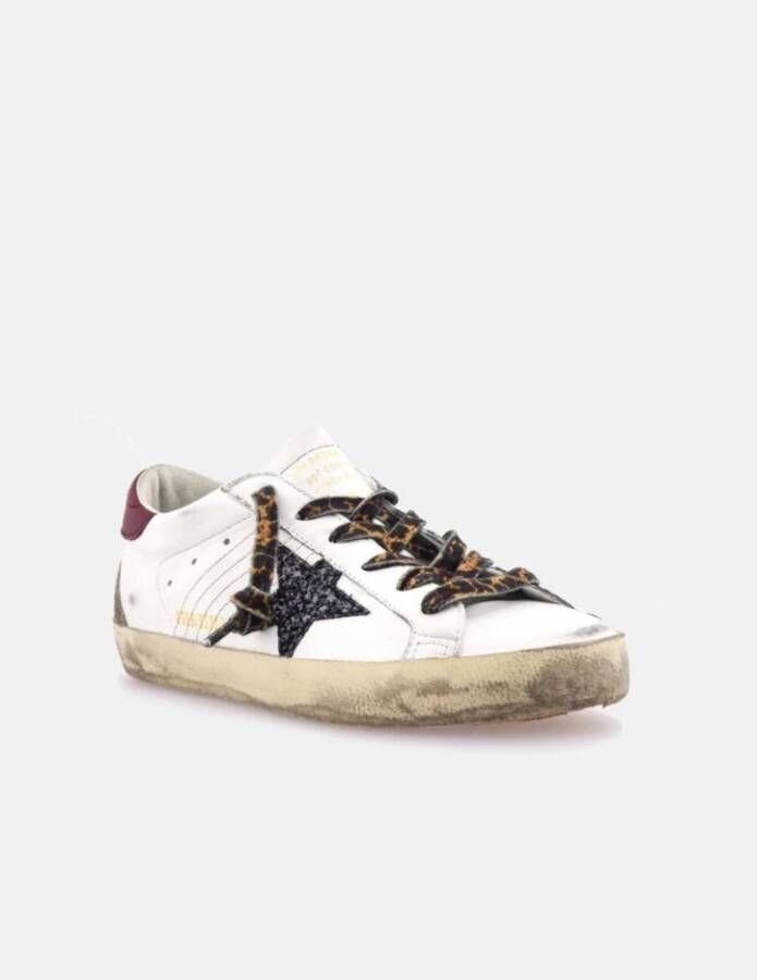 Golden Goose Glitter Ster Rode Hak Sneakers White Dames