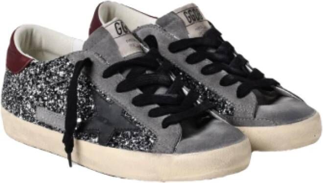 Golden Goose Glitter Suède Sneakers met Rode Hiel Gray Dames