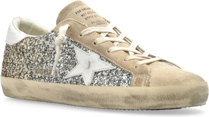 Golden Goose Glitter Suede Star Heel Sneakers Beige Dames