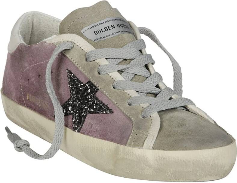 Golden Goose Glitter Suede Stella Superstar Leren Hak Pink Dames