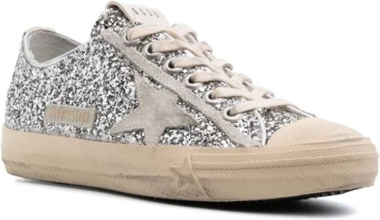 Golden Goose Glitter V-Star Sneakers Gray Dames