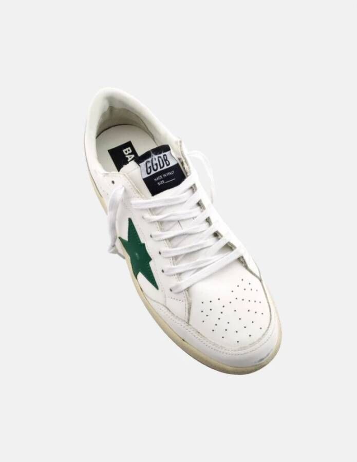 Golden Goose Groene Ster Leren Sneakers White Heren