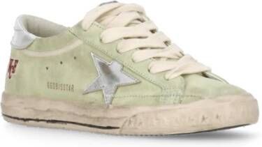 Golden Goose Groene Suède Leren Sneakers Ronde Neus Green Heren