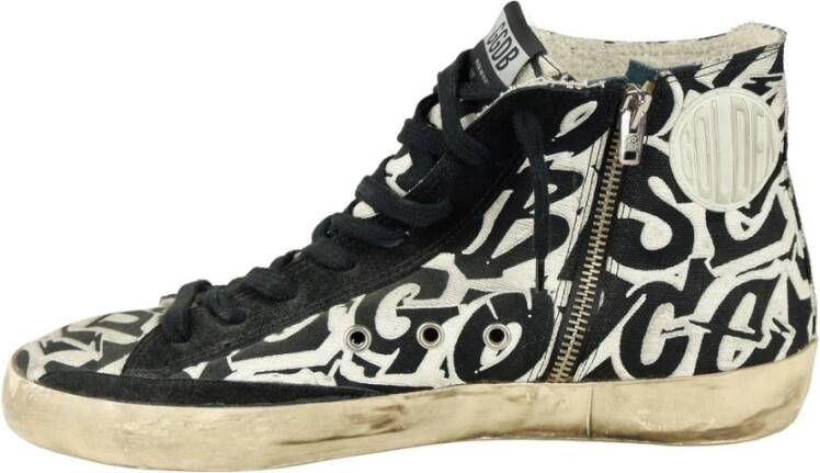 Golden Goose Hoge canvas en leren sneakers Black Heren