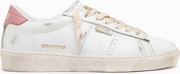 Golden Goose Italiaanse Leren Sneakers met Roze Detail White Heren