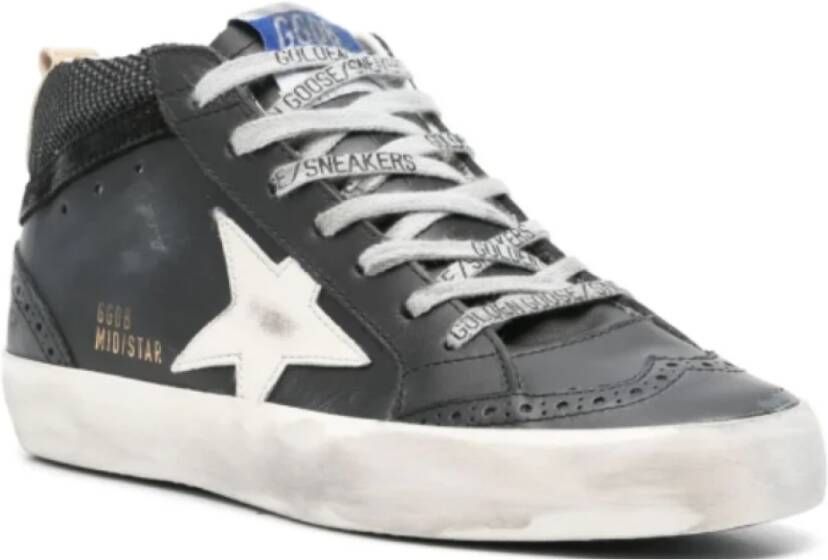 Golden Goose Italiaanse Mid Star Zwarte Leren Sneakers Black Dames