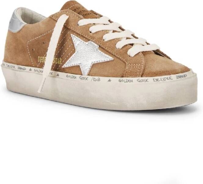 Golden Goose Kameel Leren Plateau Sneakers Brown Dames