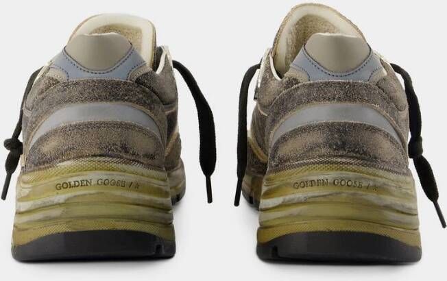 Golden Goose Khaki Dad Sneakers Leer Ronde Neus Multicolor Heren