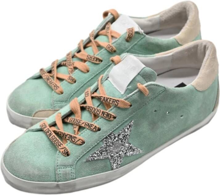 Golden Goose Klassieke Super Star Sneakers met Glitter Green Dames