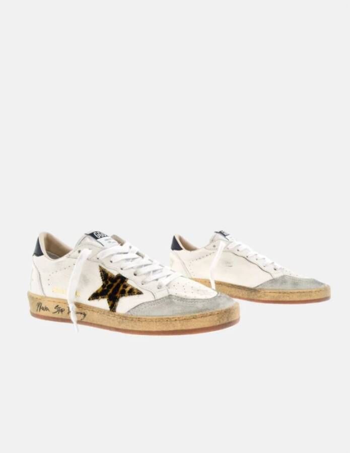 Golden Goose Leopard Print Ball-Star Sneakers White Dames