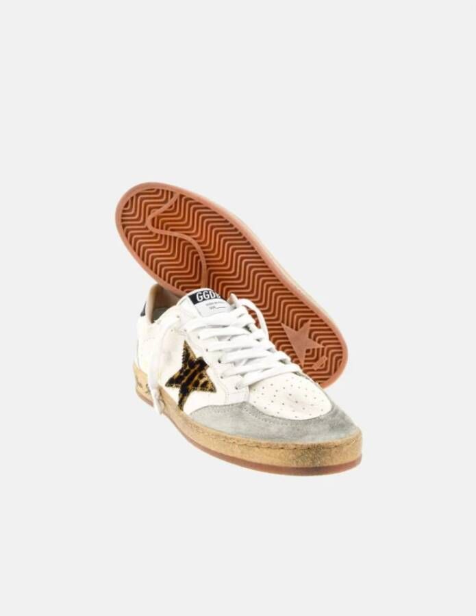 Golden Goose Leopard Print Ball-Star Sneakers White Dames