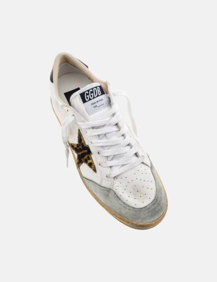 Golden Goose Leopard Print Ball-Star Sneakers White Dames