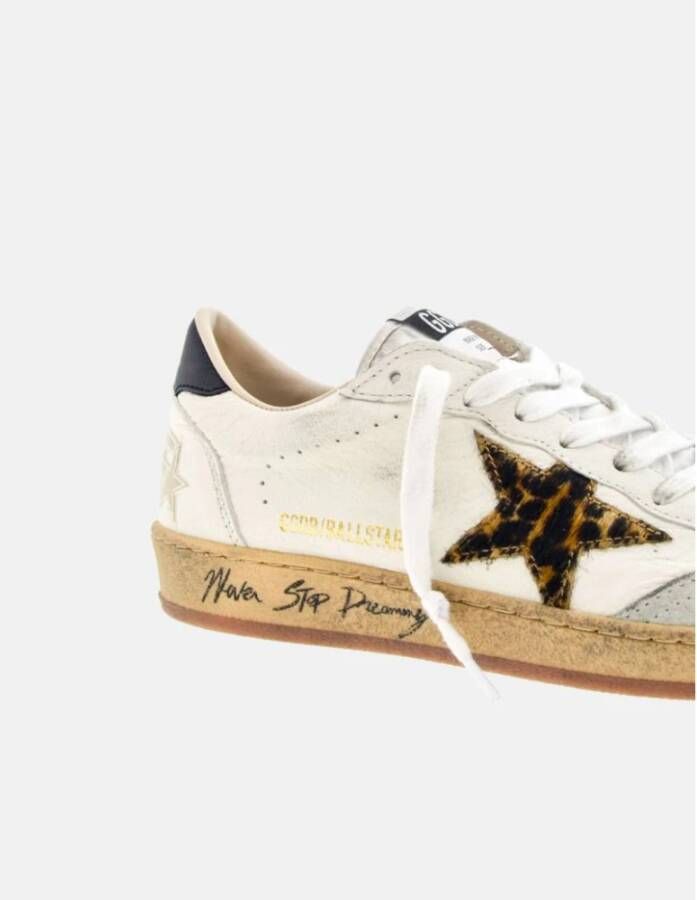 Golden Goose Leopard Print Ball-Star Sneakers White Dames