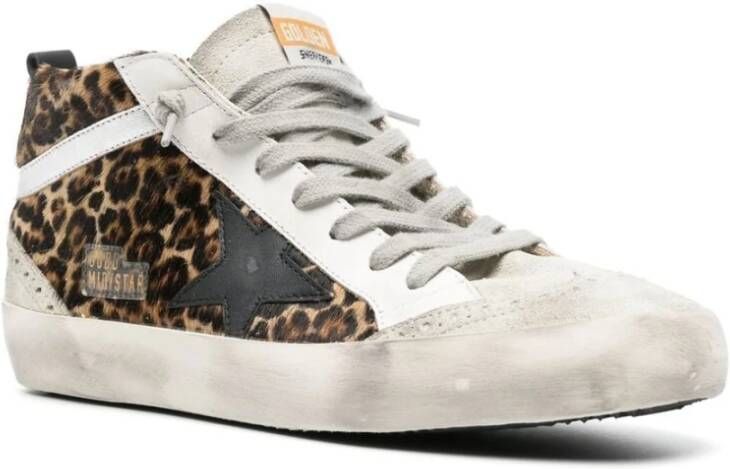 Golden Goose Leopard Print Panel Sneakers Brown Dames